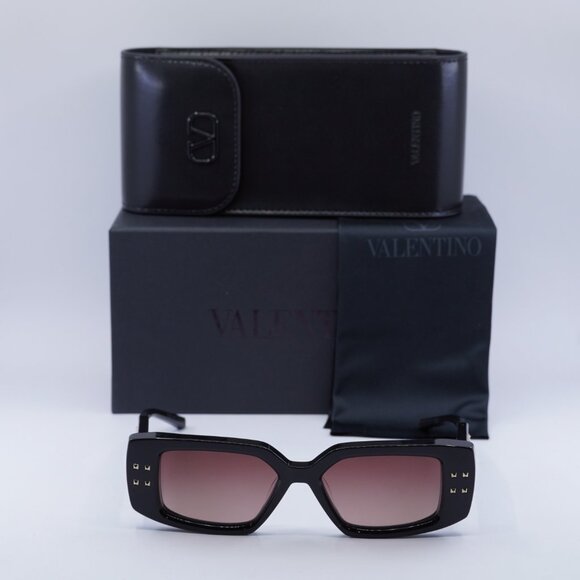 Valentino V-CINQUE VLS-108A Rectangle Sunglasses - Black/Rose - Picture 4 of 10